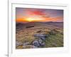 A Colourful Dawn on Chinkwell Tor in Dartmoor National Park, Devon, England, United Kingdom, Europe-Julian Elliott-Framed Photographic Print