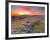 A Colourful Dawn on Chinkwell Tor in Dartmoor National Park, Devon, England, United Kingdom, Europe-Julian Elliott-Framed Photographic Print