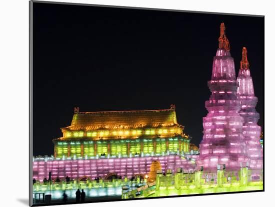 A Colourful Ice Sculpture of Forbidden City's Gate of Heavenly Peace in Beijing, China-Christian Kober-Mounted Photographic Print