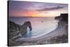 A Colourful Sunset over Durdle Door-Julian Elliott-Stretched Canvas