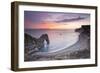 A Colourful Sunset over Durdle Door-Julian Elliott-Framed Photographic Print