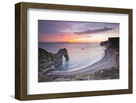 A Colourful Sunset over Durdle Door-Julian Elliott-Framed Photographic Print