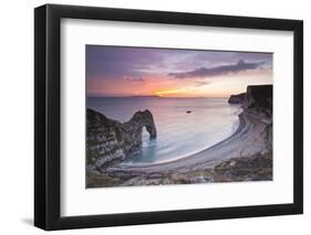 A Colourful Sunset over Durdle Door-Julian Elliott-Framed Photographic Print