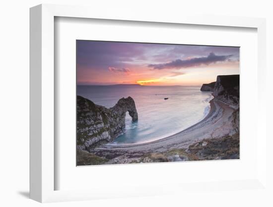 A Colourful Sunset over Durdle Door-Julian Elliott-Framed Photographic Print