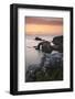 A colourful sunset overlooking the islands of Enys Dodnan and the Armed Knight at Land's End-Stephen Spraggon-Framed Photographic Print