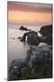 A colourful sunset overlooking the islands of Enys Dodnan and the Armed Knight at Land's End-Stephen Spraggon-Mounted Photographic Print