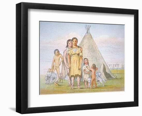 A Comanche Family Outside their Teepee, 1841-George Catlin-Framed Giclee Print