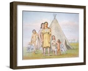 A Comanche Family Outside their Teepee, 1841-George Catlin-Framed Giclee Print