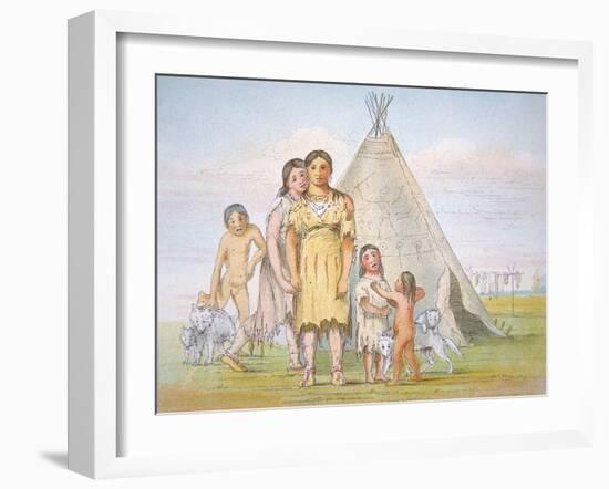 A Comanche Family Outside their Teepee, 1841-George Catlin-Framed Giclee Print