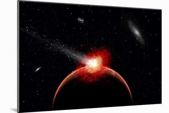 A Comet Hitting an Alien Planet-null-Mounted Art Print