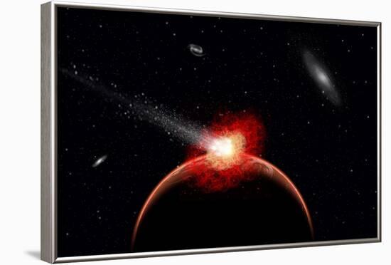 A Comet Hitting an Alien Planet-null-Framed Art Print