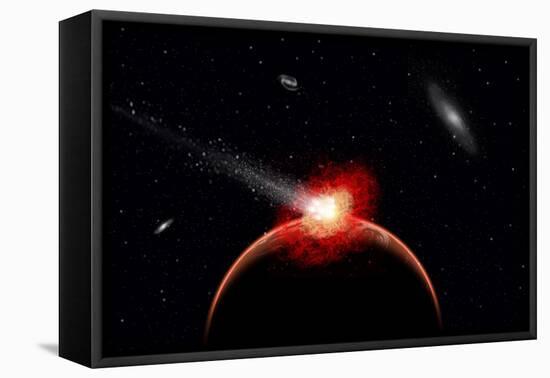 A Comet Hitting an Alien Planet-null-Framed Stretched Canvas