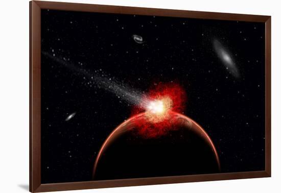 A Comet Hitting an Alien Planet-null-Framed Art Print