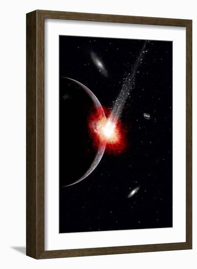 A Comet Hitting an Alien Planet-null-Framed Art Print