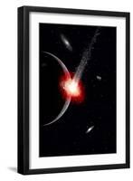 A Comet Hitting an Alien Planet-null-Framed Art Print