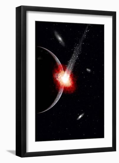 A Comet Hitting an Alien Planet-null-Framed Art Print