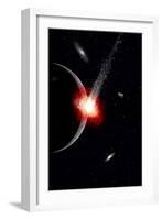 A Comet Hitting an Alien Planet-null-Framed Art Print