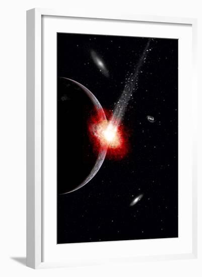 A Comet Hitting an Alien Planet-null-Framed Art Print