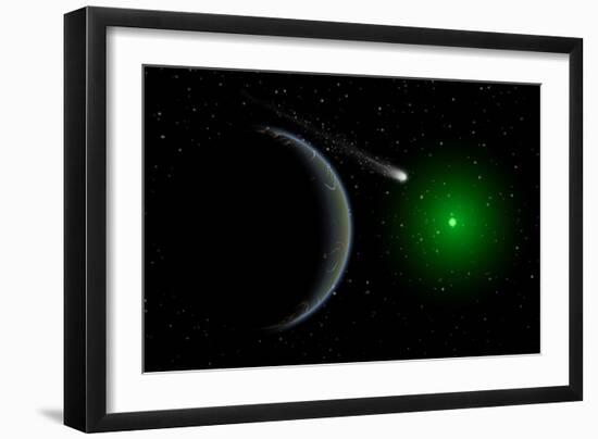 A Comet Passing a Distant Alien World-null-Framed Art Print