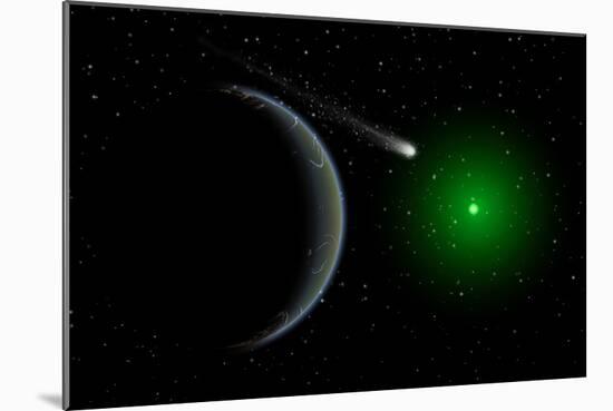 A Comet Passing a Distant Alien World-null-Mounted Art Print