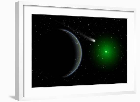 A Comet Passing a Distant Alien World-null-Framed Art Print