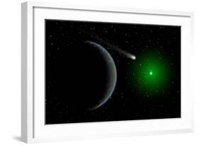 A Comet Passing a Distant Alien World-null-Framed Art Print