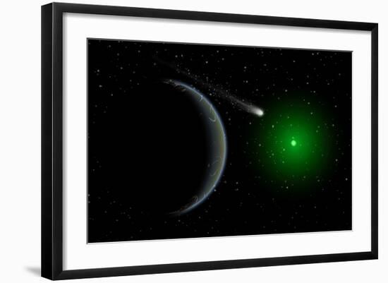 A Comet Passing a Distant Alien World-null-Framed Art Print