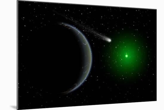 A Comet Passing a Distant Alien World-null-Mounted Art Print