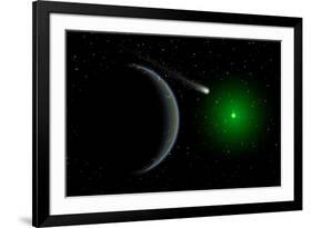 A Comet Passing a Distant Alien World-null-Framed Art Print