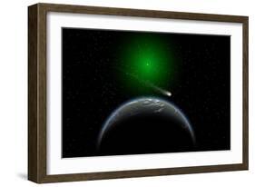 A Comet Passing a Distant Alien World-null-Framed Art Print