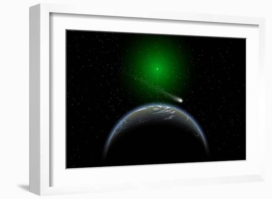 A Comet Passing a Distant Alien World-null-Framed Art Print