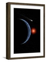 A Comet Passing the Earth on its Journey around the Sun-null-Framed Art Print