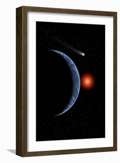 A Comet Passing the Earth on its Journey around the Sun-null-Framed Art Print