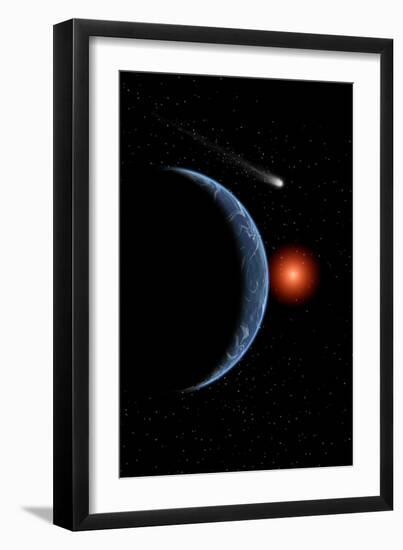 A Comet Passing the Earth on its Journey around the Sun-null-Framed Art Print