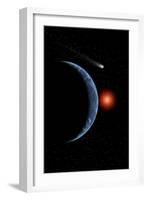 A Comet Passing the Earth on its Journey around the Sun-null-Framed Art Print