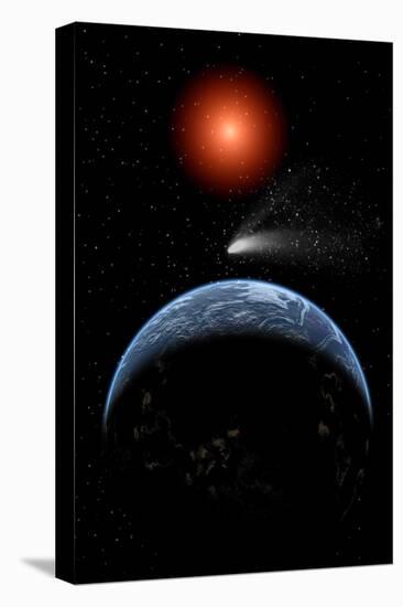 A Comet Passing the Earth on its Return Journey from around the Sun-null-Stretched Canvas