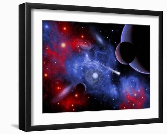 A Comet Passing Through a Young Solar System-Stocktrek Images-Framed Art Print