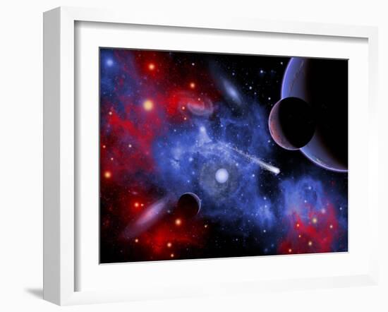 A Comet Passing Through a Young Solar System-Stocktrek Images-Framed Art Print