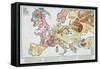 A Comic Map of Europe, "Hark! Hark! The Dogs Do Bark!" by Walter Emanuel, 1914-null-Framed Stretched Canvas