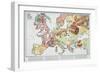 A Comic Map of Europe, "Hark! Hark! The Dogs Do Bark!" by Walter Emanuel, 1914-null-Framed Giclee Print