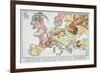 A Comic Map of Europe, "Hark! Hark! The Dogs Do Bark!" by Walter Emanuel, 1914-null-Framed Giclee Print