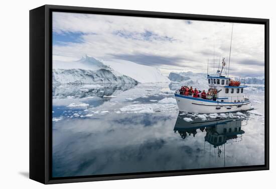 A Commercial Iceberg Tour Amongst Huge Icebergs Calved from the Ilulissat Glacier-Michael-Framed Stretched Canvas