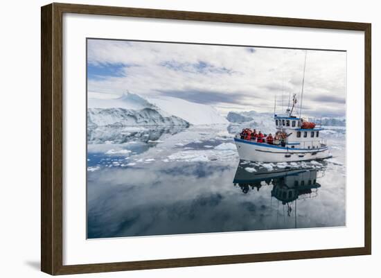 A Commercial Iceberg Tour Amongst Huge Icebergs Calved from the Ilulissat Glacier-Michael-Framed Photographic Print