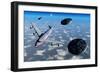 A Commerical Flight Boeing 747 Being Stalked by Ufo'S-null-Framed Premium Giclee Print