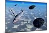 A Commerical Flight Boeing 747 Being Stalked by Ufo'S-null-Mounted Premium Giclee Print