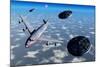 A Commerical Flight Boeing 747 Being Stalked by Ufo'S-null-Mounted Art Print