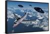 A Commerical Flight Boeing 747 Being Stalked by Ufo'S-null-Framed Stretched Canvas