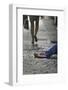 A Commuter Walks by a Homeless Man in a Deserted Shopping Area During a 24-Hour Strike in Athens-Yannis Behrakis-Framed Photographic Print