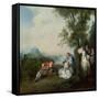 A Company at the Edge of the Forest, 1720 (Oil on Canvas)-Nicolas Lancret-Framed Stretched Canvas