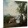 A Company at the Edge of the Forest, 1720 (Oil on Canvas)-Nicolas Lancret-Mounted Giclee Print